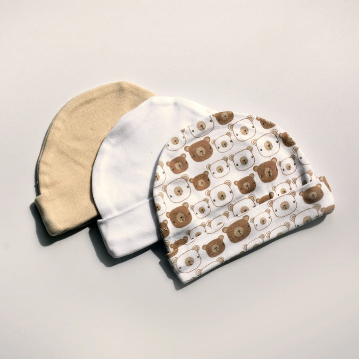 Playette 3 Pack Newborn Bear Print Caps (1341132)