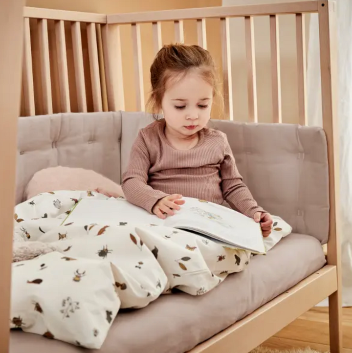 Leander ORGANIC Linea/Luna Cot Bumper-Dusty Rose