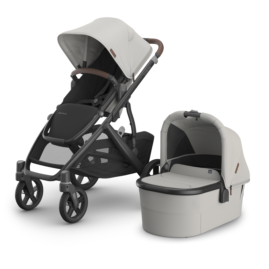 UPPAbaby VISTA V3 With Bassinet - Pearl Grey Jacquard/Carbon (Savannah)