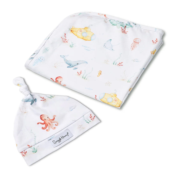 Snuggle Hunny Organic Jersey Wrap & Beanie Set - Little Subs