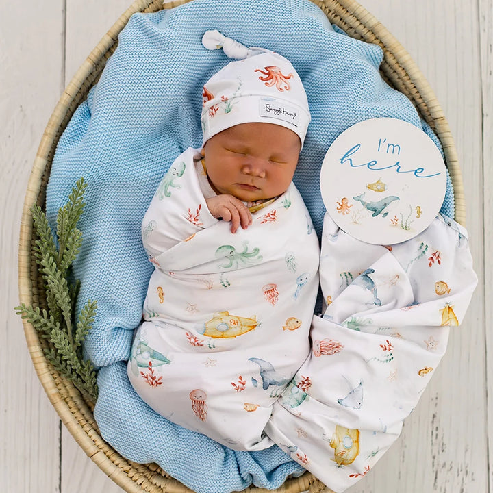 Snuggle Hunny Organic Jersey Wrap & Beanie Set - Little Subs