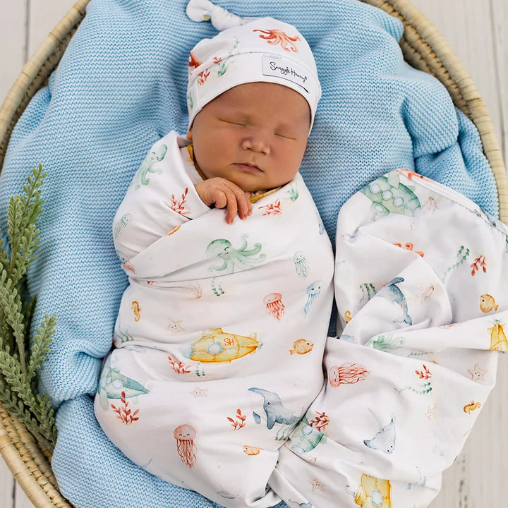 Snuggle Hunny Organic Jersey Wrap & Beanie Set - Little Subs