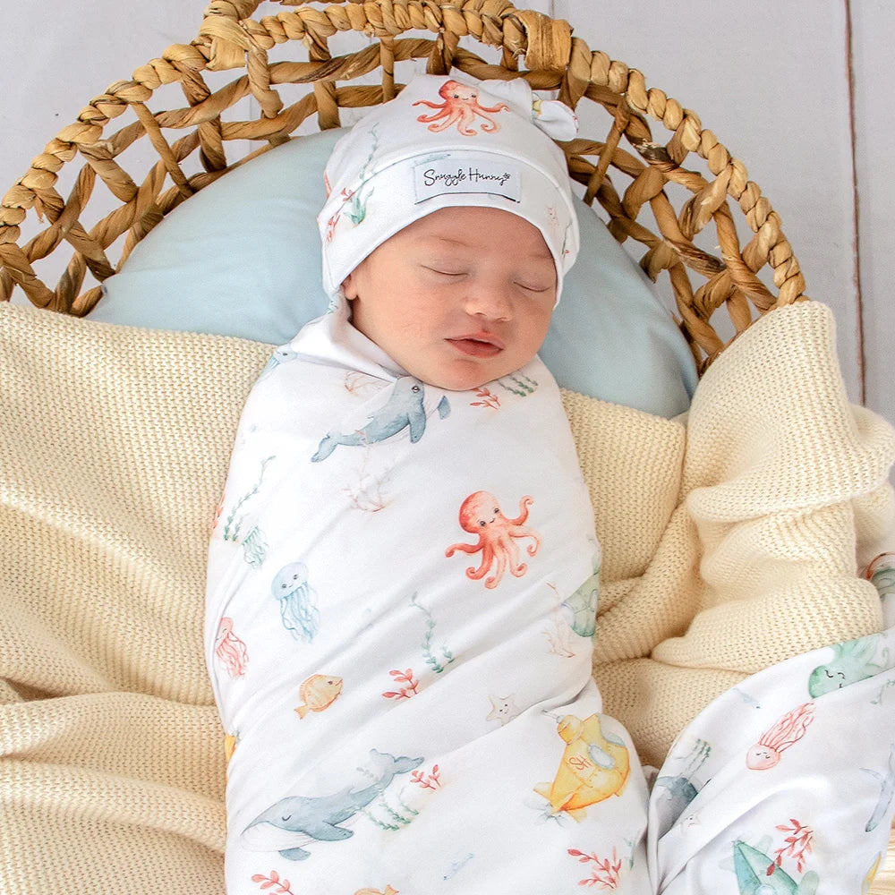Snuggle Hunny Organic Jersey Wrap & Beanie Set - Little Subs