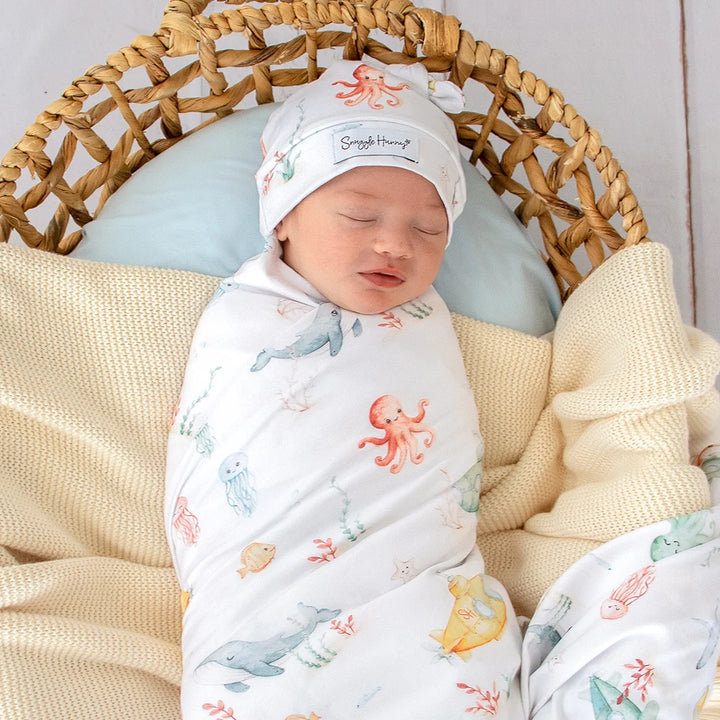 Snuggle Hunny Organic Jersey Wrap & Beanie Set - Little Subs
