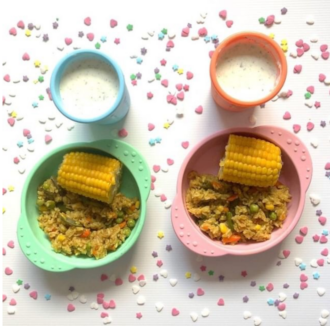 Little Woods NON-TOXIC SILICONE BOWL AND CUP SET Mint and Duck Egg Blue