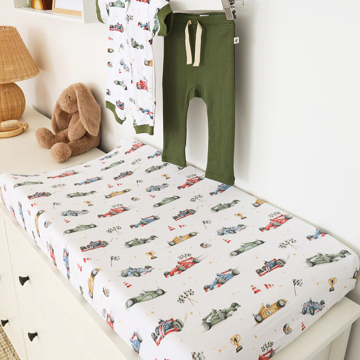 Organic Bassinet Sheet / Change Pad Cover - Little Racers