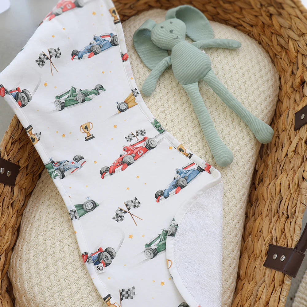 Snuggle Hunny Organic Cotton Burp Cloth - Little Racers