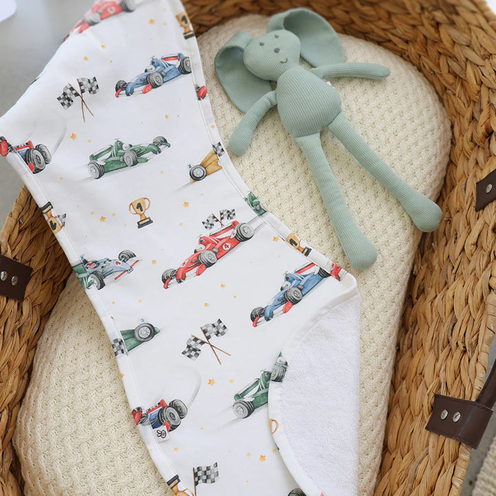 Snuggle Hunny Organic Cotton Burp Cloth - Little Racers