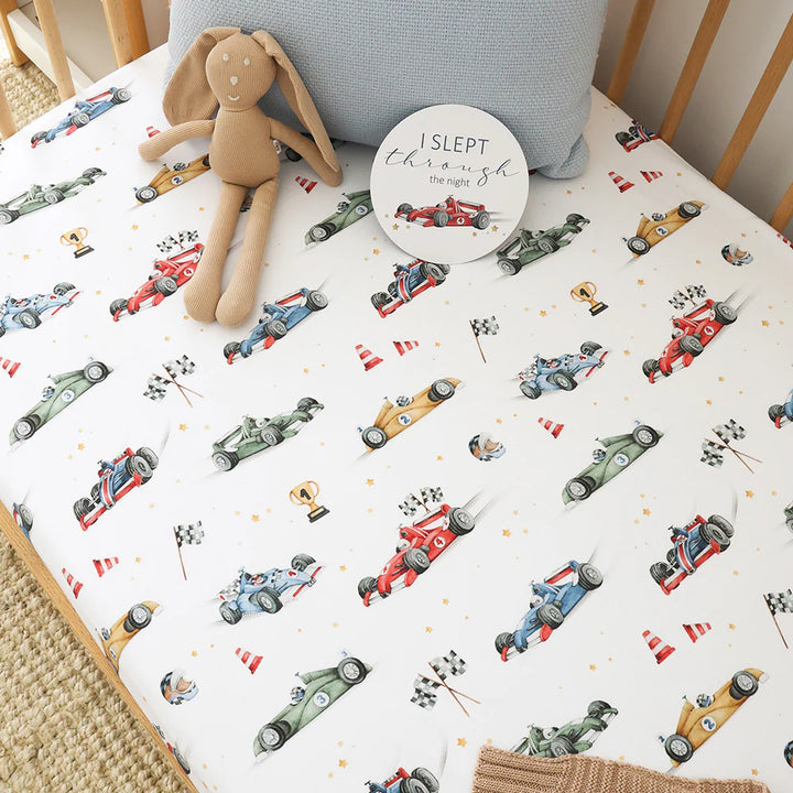 Organic Fitted Cot Sheet - Little Racers
