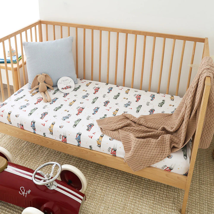Organic Fitted Cot Sheet - Little Racers