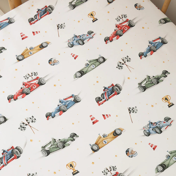 Organic Fitted Cot Sheet - Little Racers