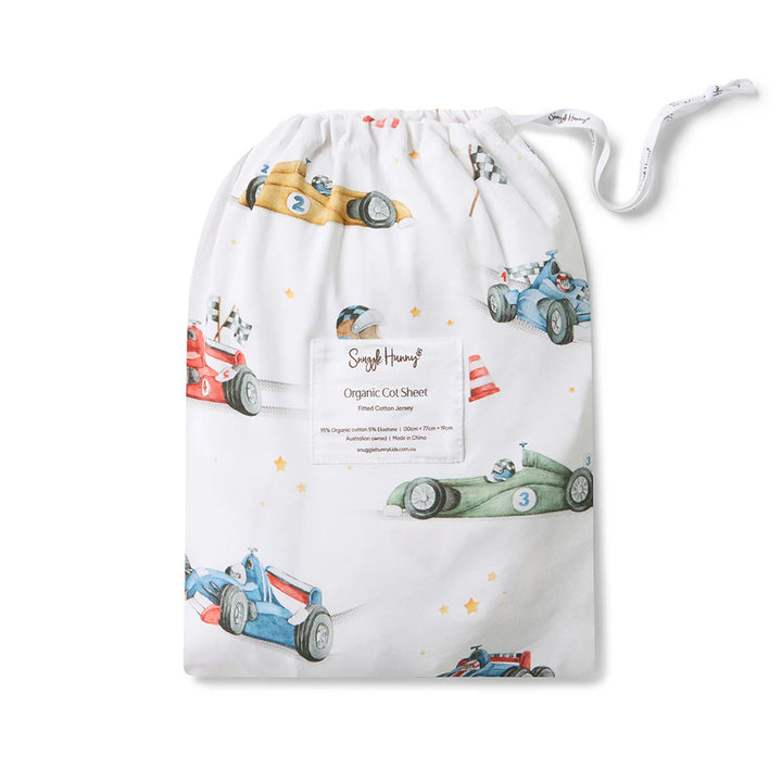 Organic Fitted Cot Sheet - Little Racers