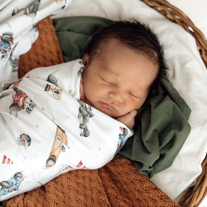 Organic Jersey Wrap & Beanie Set - Little Racers