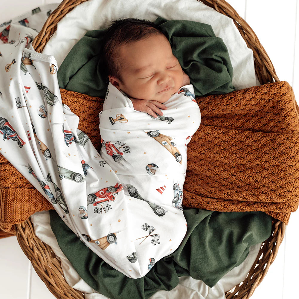 Organic Jersey Wrap & Beanie Set - Little Racers