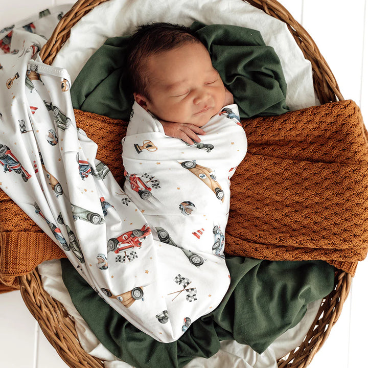 Organic Jersey Wrap & Beanie Set - Little Racers