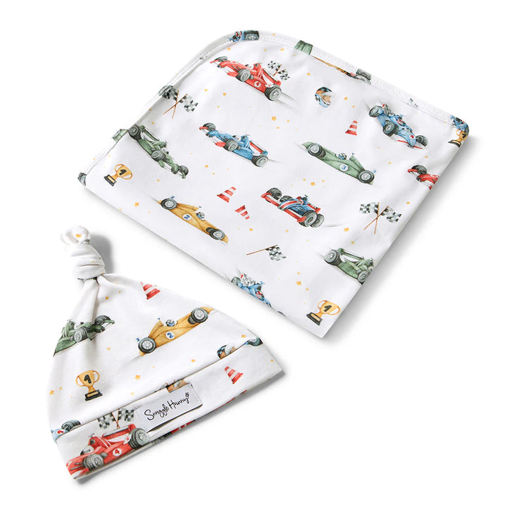 Organic Jersey Wrap & Beanie Set - Little Racers