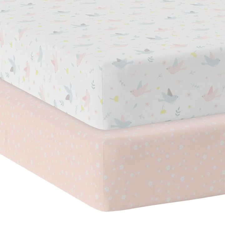 2-pack Jersey Cot Fitted Sheet - Ava/Blush Floral
