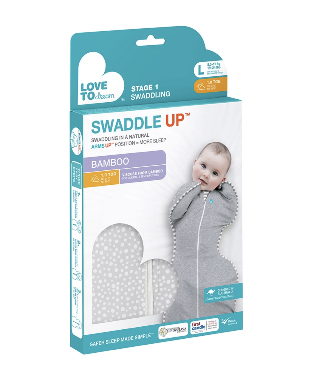 SWADDLE UP Bamboo 1.0T-Grey Dot