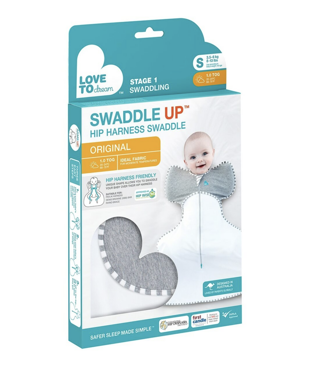 SWADDLE UP™ Hip Harness Swaddle 1.0 TOG-Grey