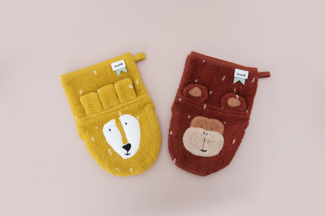 Trixie Organic washcloths 2-pack | Mr. Lion-Mr. Monkey