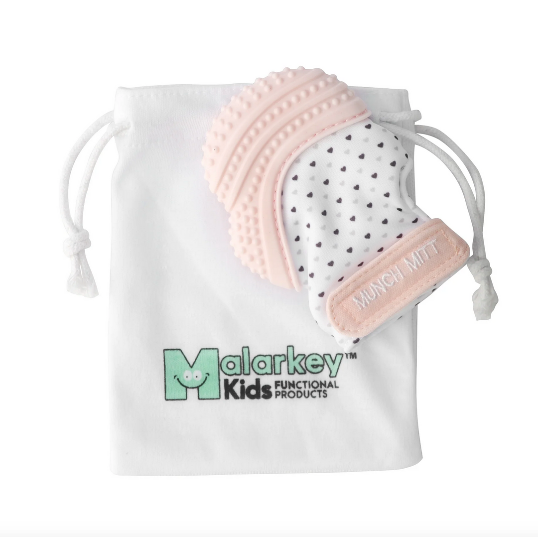 Malarkey Kids Munch Mitt Teething Mitten Pastel Pink
