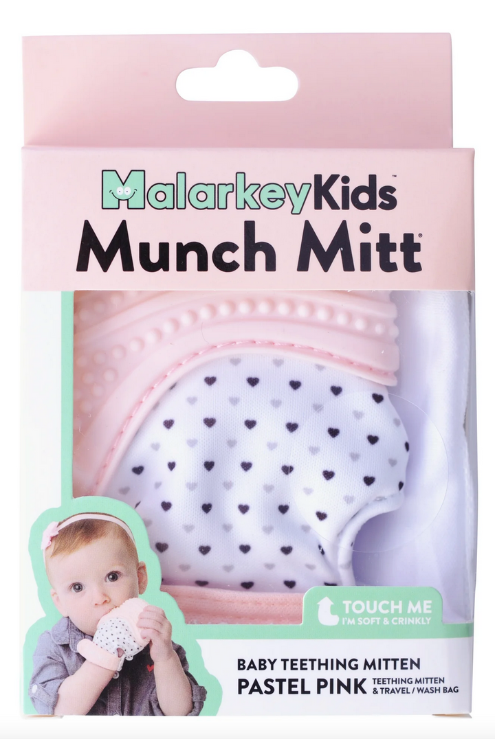 Malarkey Kids Munch Mitt Teething Mitten Pastel Pink
