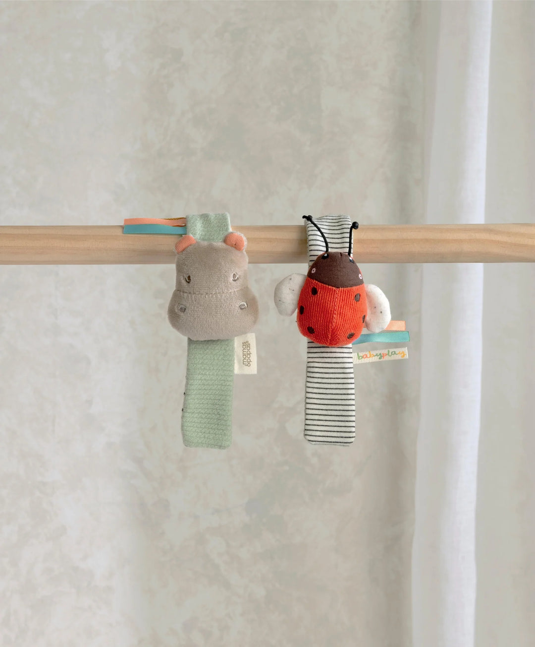 Mamas & Papas Wrist Rattles - Hippo/Ladybird (2 Pack)