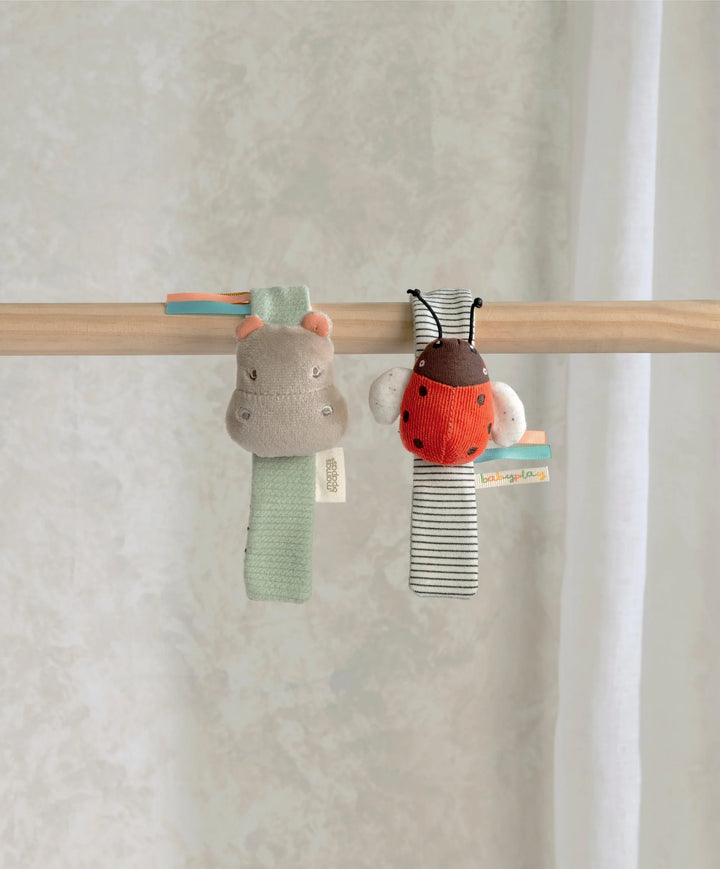 Mamas & Papas Wrist Rattles - Hippo/Ladybird (2 Pack)