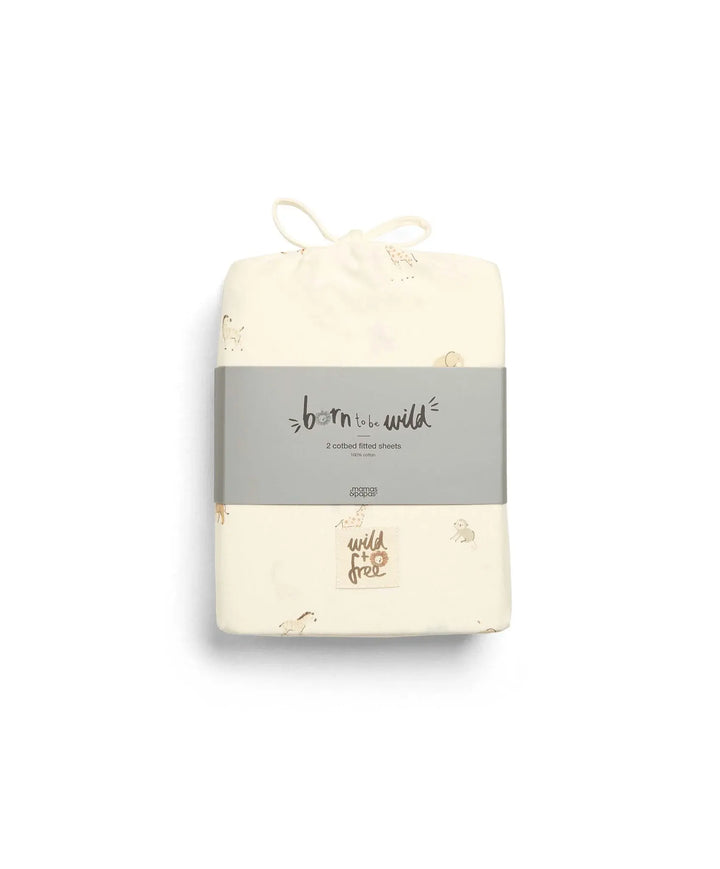 Mamas & Papas Cot Fitted Sheet Set  2pk-Born to be Wild Safari and Marl