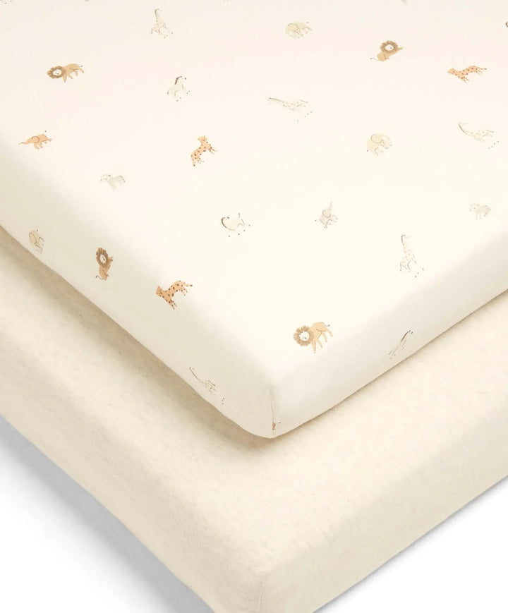 Mamas & Papas Cot Fitted Sheet Set  2pk-Born to be Wild Safari and Marl