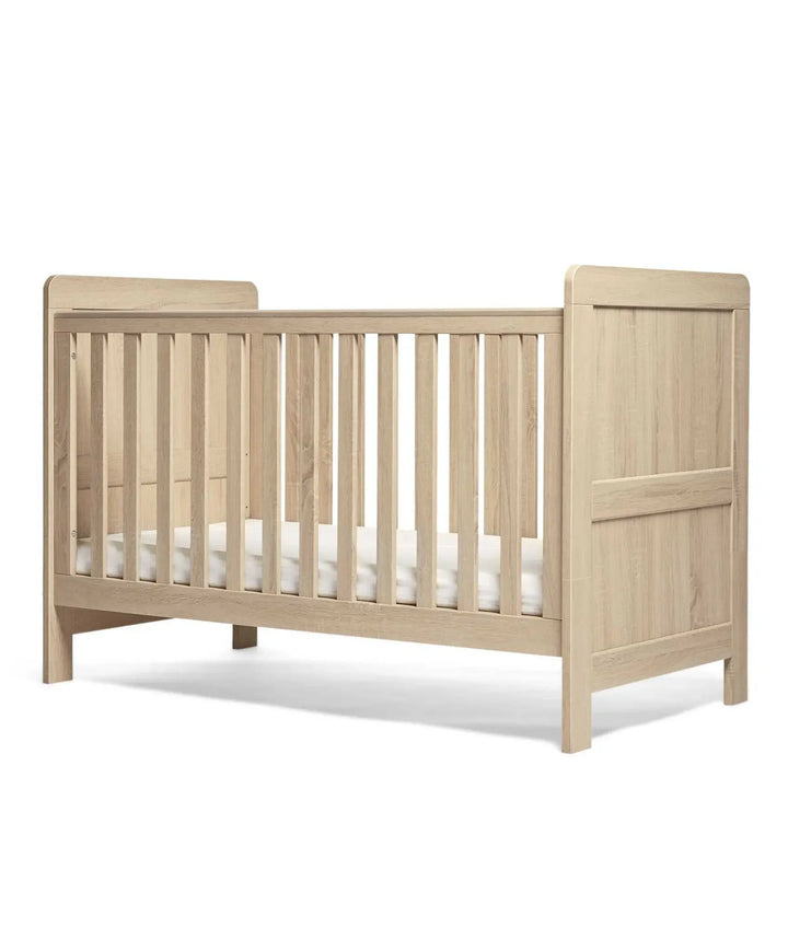 Mamas & Papas Atlas 5 Piece Set (Cotbed, Dresser Changer, Mattress, Fitted Sheets & Mattress Protector)  - Light Oak