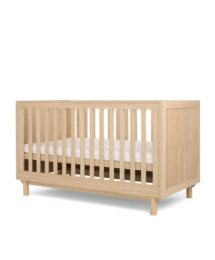 Mamas & Papas Oska Cotbed & 3 drawer WIDE Dresser Bundle (5 Pieces) - Oak