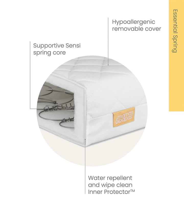 Mamas & Papas Atlas 4 Piece Set with Cotbed, Mattress, Fitted Sheets & Mattress Protector - Light Oak