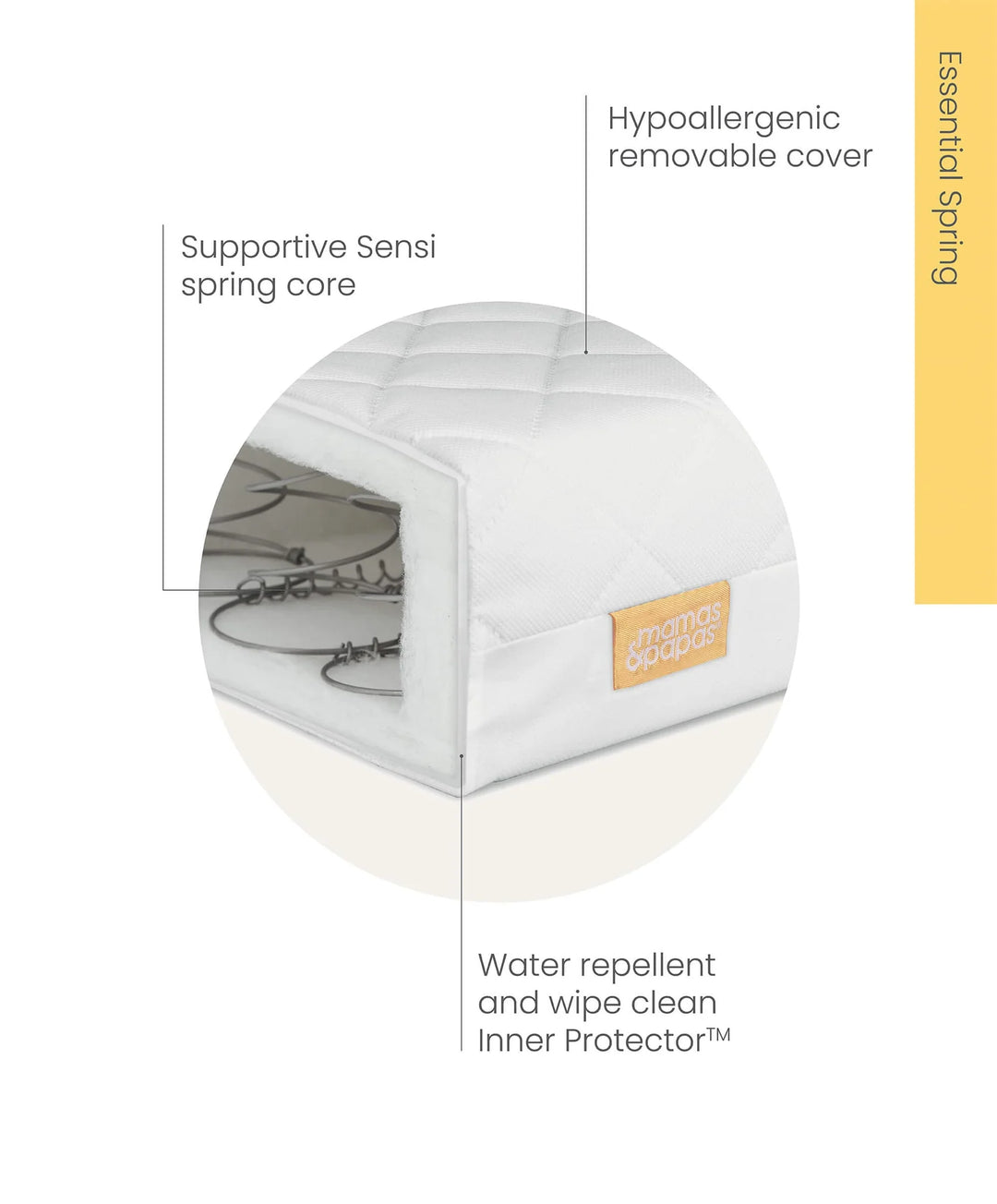 Mamas&Papas Harwell 4 Piece Set with Cotbed, Mattress, Fitted Sheets & Mattress Protector - Cashmere
