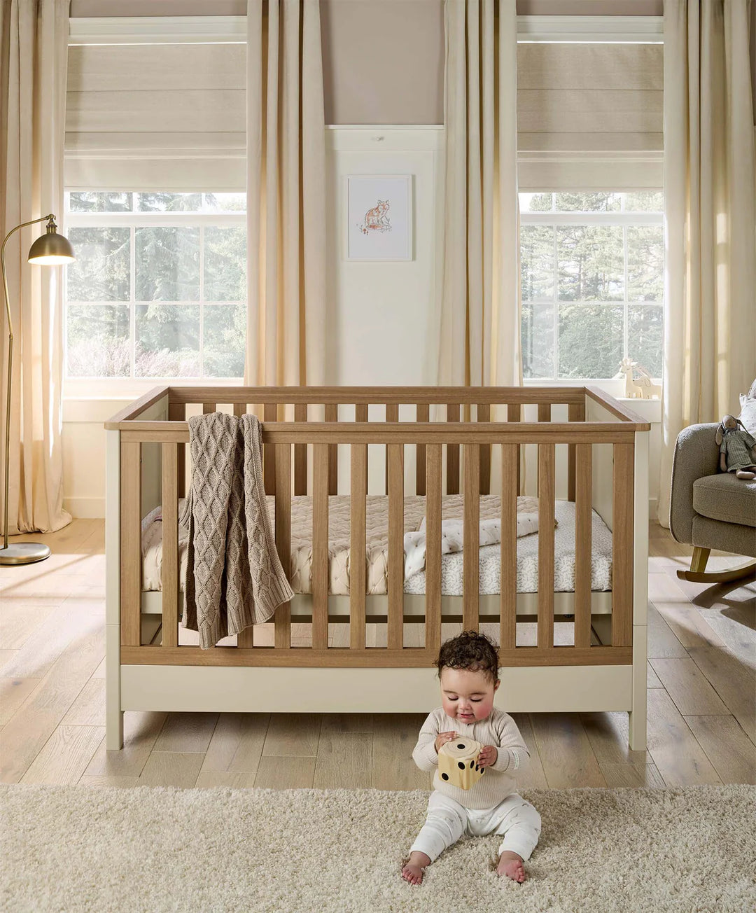 Mamas&Papas Harwell 4 Piece Set with Cotbed, Mattress, Fitted Sheets & Mattress Protector - Cashmere