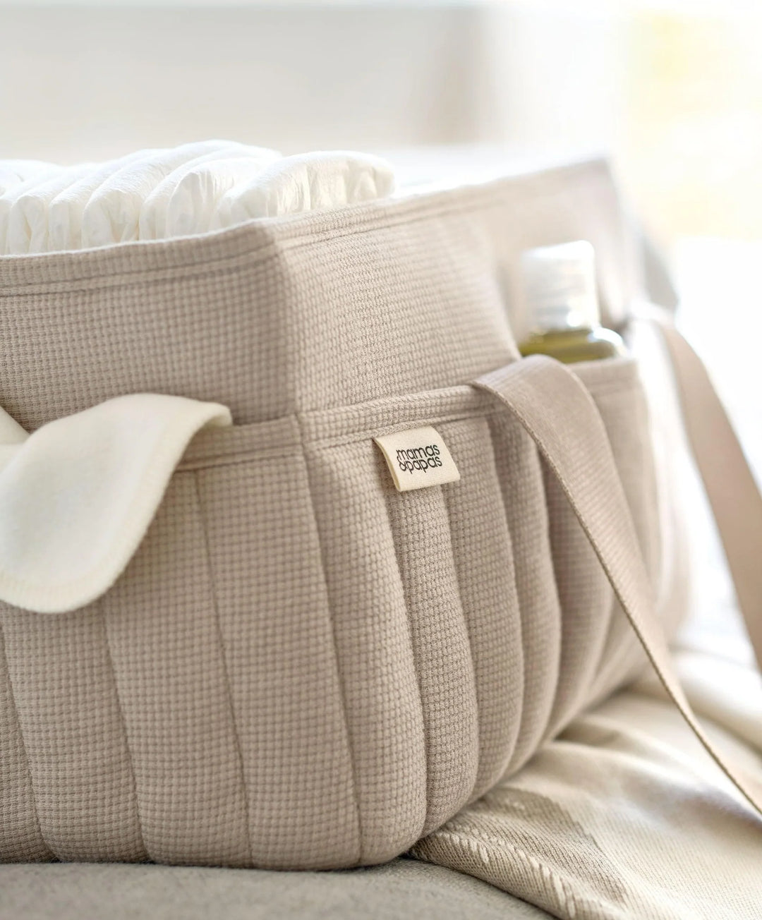 Mamas & Papas Nappy Caddy- Neutral waffle