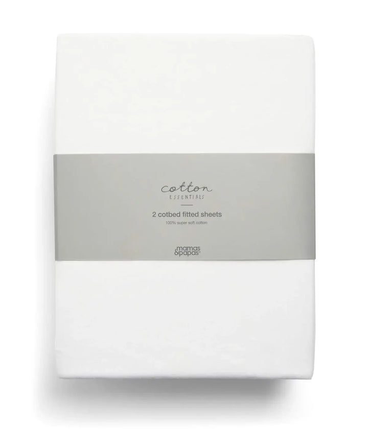 Mamas & Papas Cot Fitted Sheet Set 2 pk - White (Dimensions: 142 x 70 x 19cm)