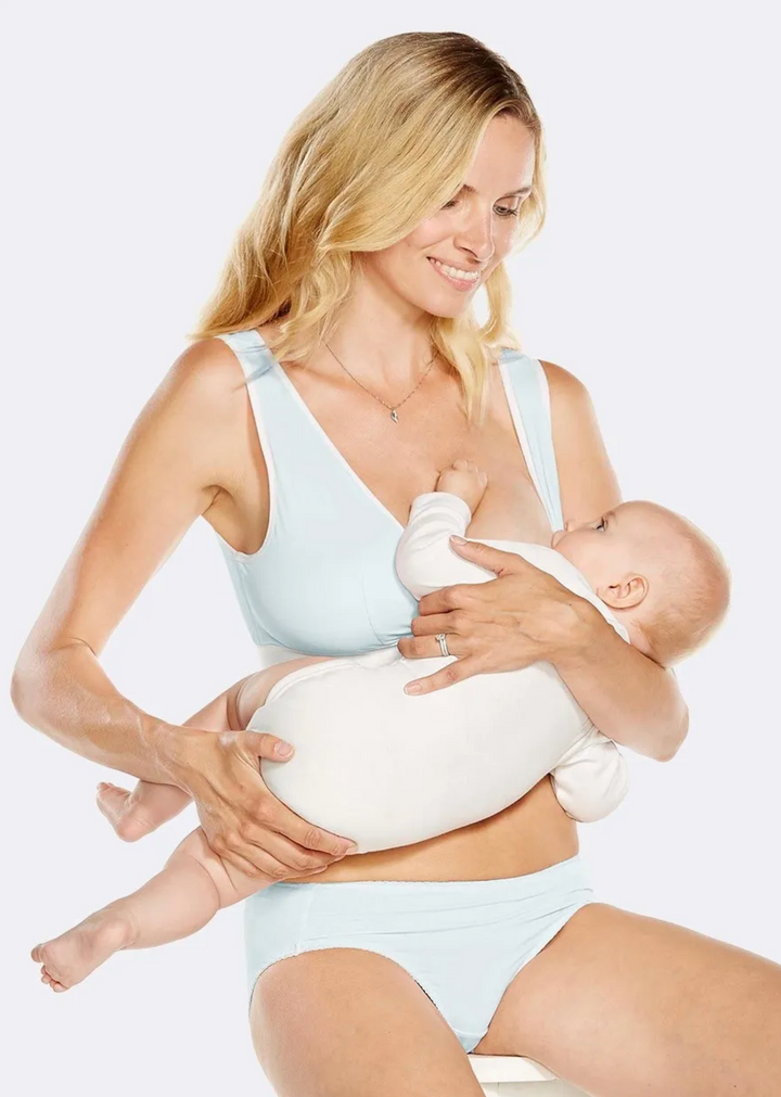 Mamaway Antibacterial Crossover Sleeping & Nursing Bra With Cups-Blue