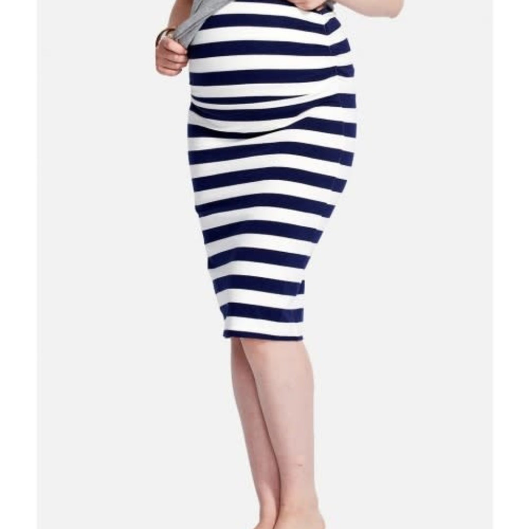 Telescopic Maternity Dress Navy/White