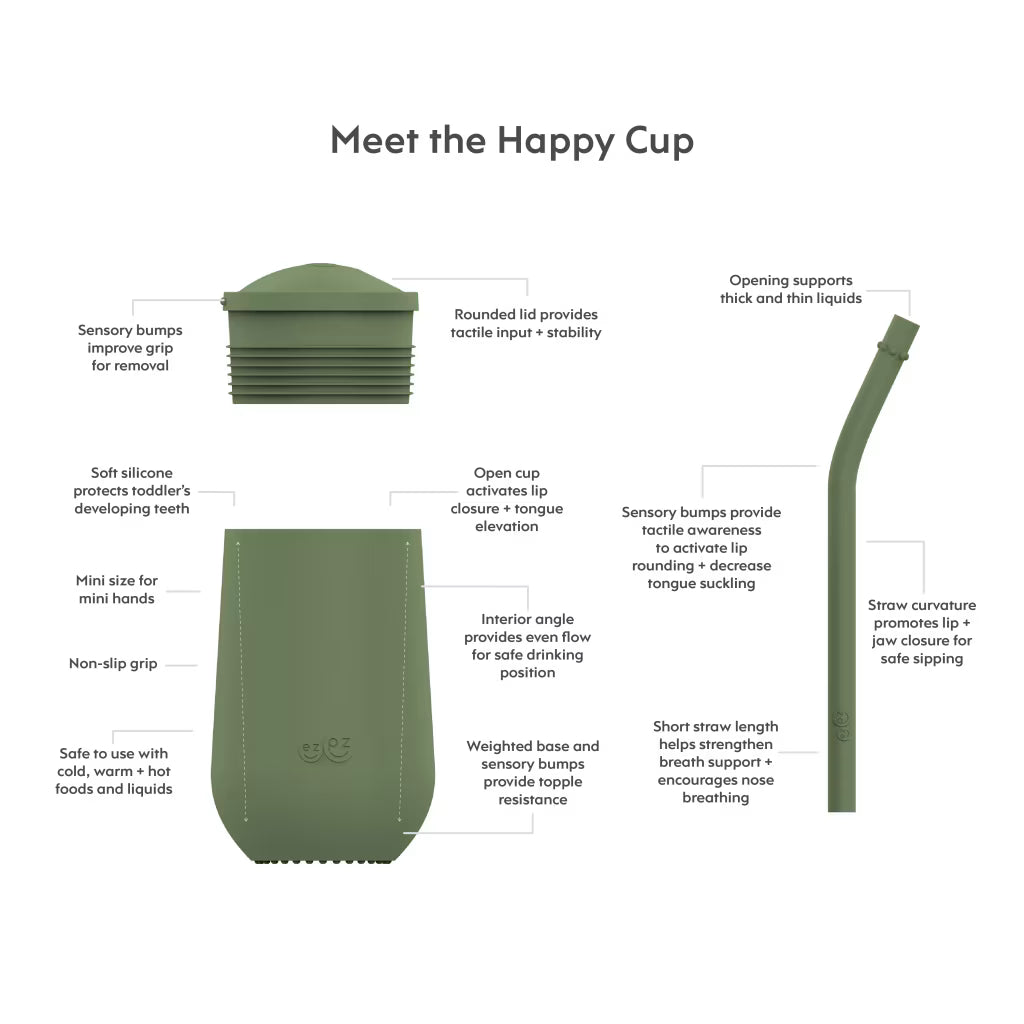 EZPZ HAPPY CUP+STRAW SYSTEM OLIVE