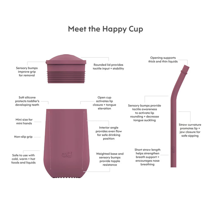 EZPZ HAPPY CUP+STRAW SYSTEM MAUVE