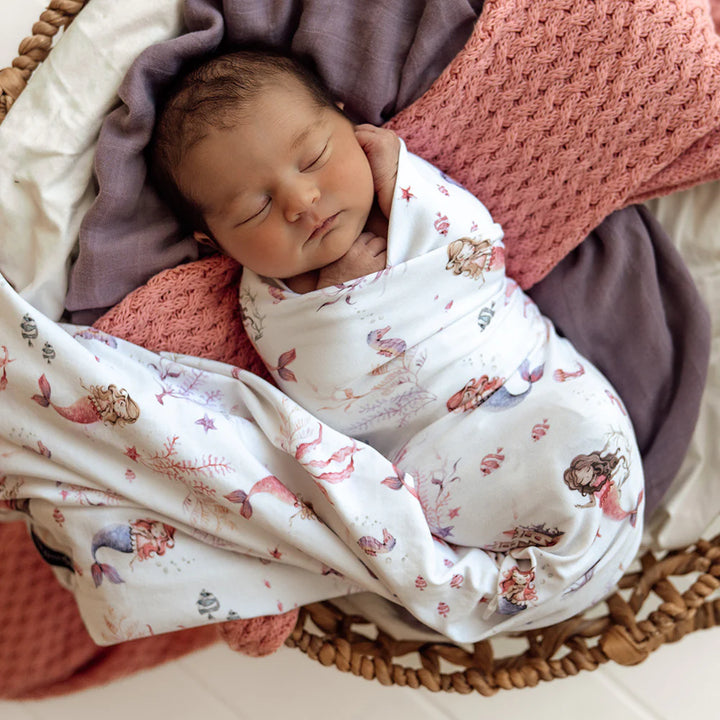 Baby Jersey Wrap & Topknot Set - Mermaid