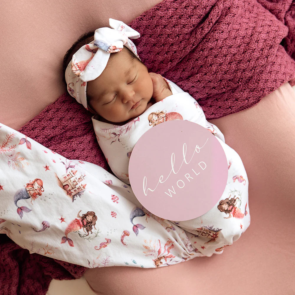 Baby Jersey Wrap & Topknot Set - Mermaid