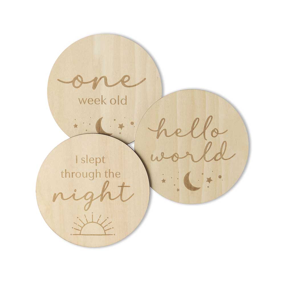 Snuggle Hunny Sun & Moon Wooden Milestone Cards