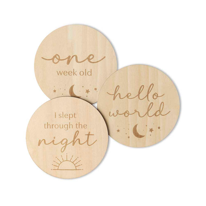 Snuggle Hunny Sun & Moon Wooden Milestone Cards