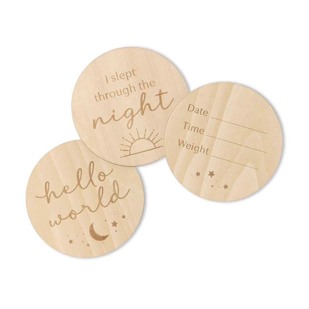 Snuggle Hunny Sun & Moon Wooden Milestone Cards