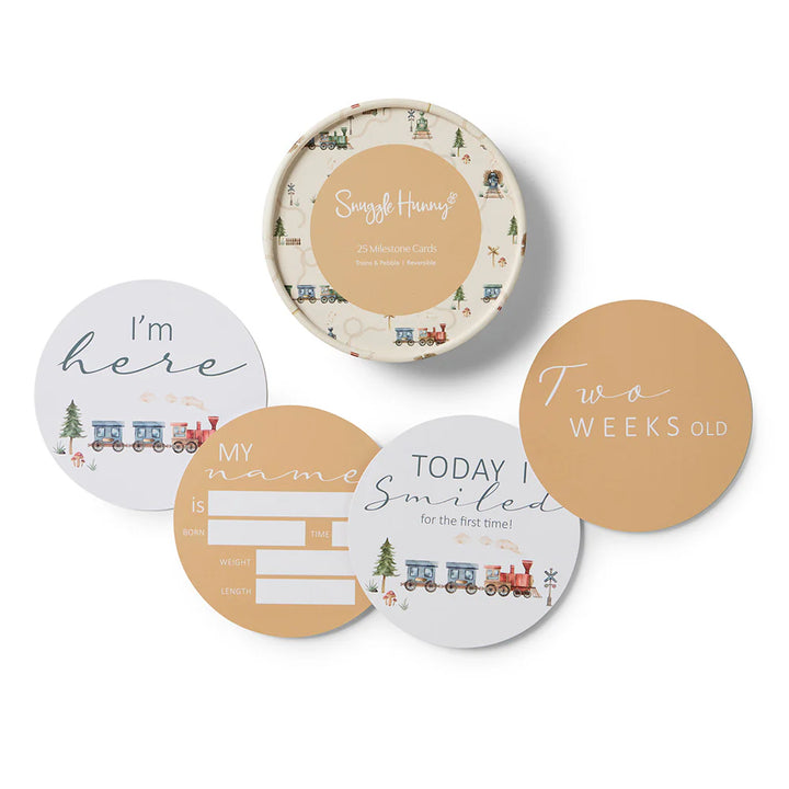 Reversible Milestone Cards - Trains & Pebble