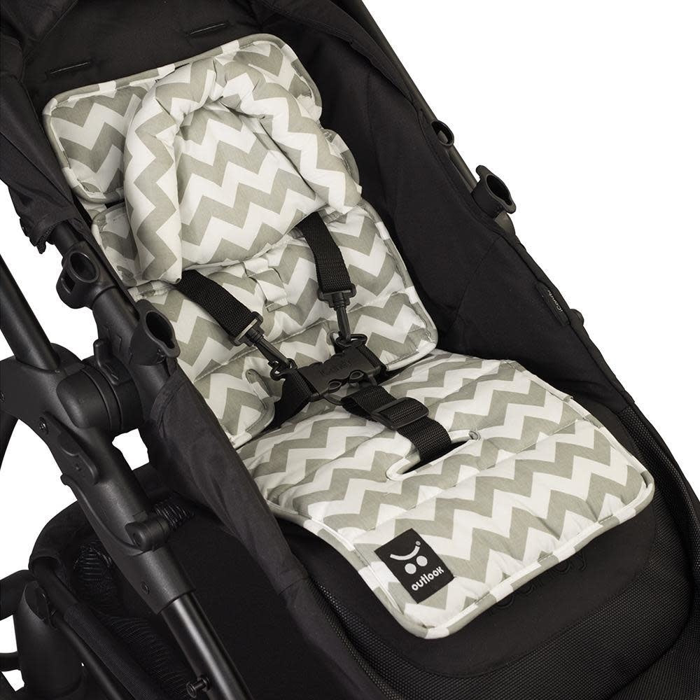 Outlookbaby Pram Liner with built in head support Grey Chevron