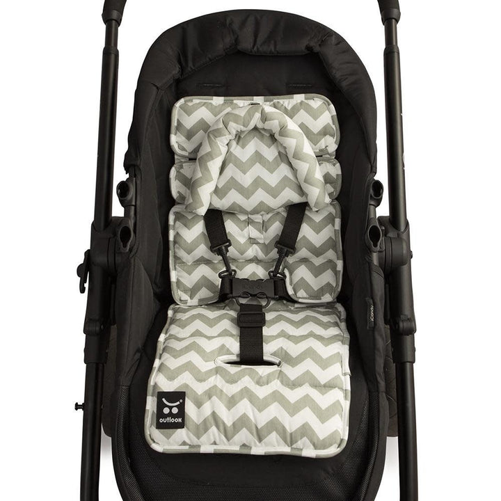 Outlookbaby Pram Liner with built in head support Grey Chevron
