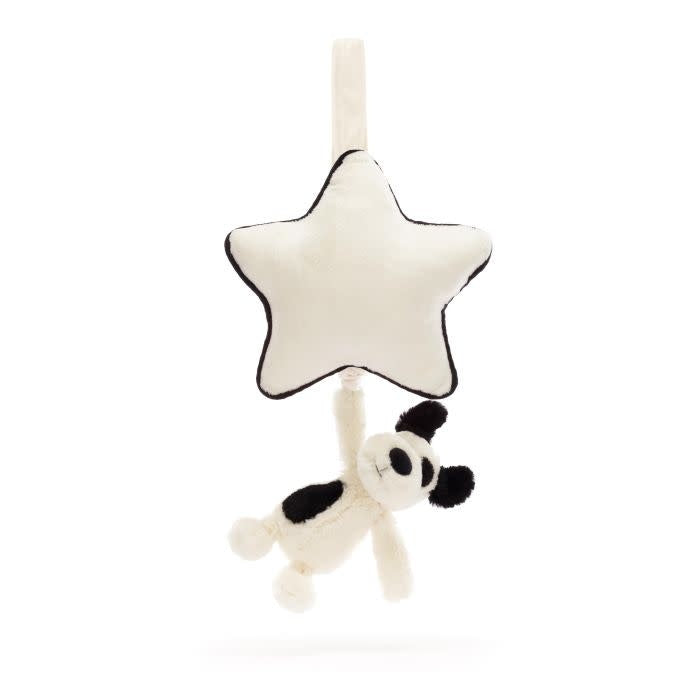 Jellycat Bashful Black & Cream Puppy Musical Pull 6x20x30cm